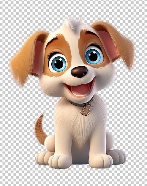 PSD cute happy puppy 3d cartoon style isolated on transparent background