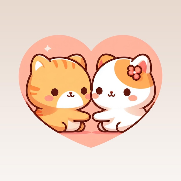 Cute heart shaped design loving cats