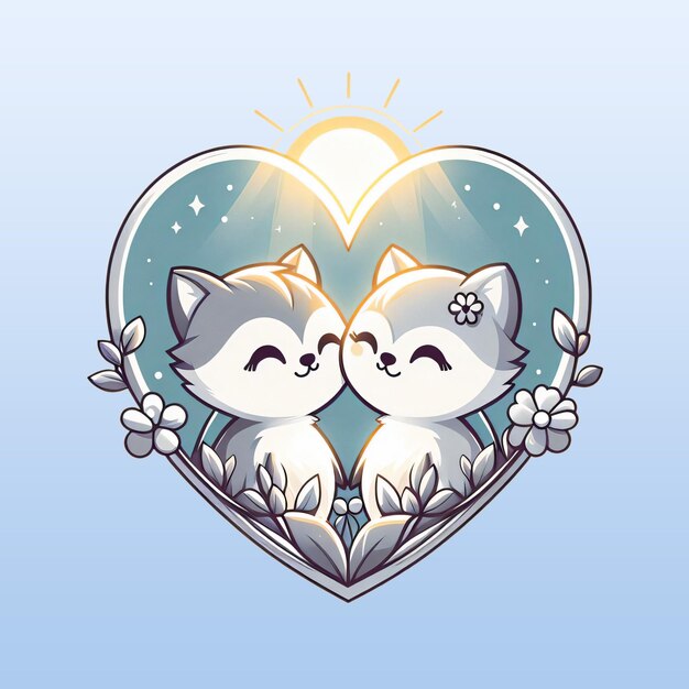 Cute heart shaped design loving cats