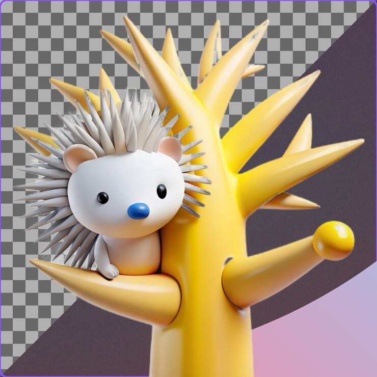 PSD cute hedgehog 3d render illustration