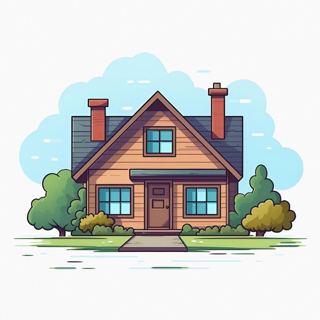 PSD cute house illustration