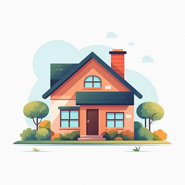 PSD cute house illustration