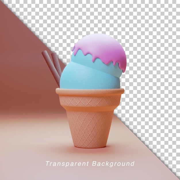 PSD illustrazione 3d del gelato sveglio
