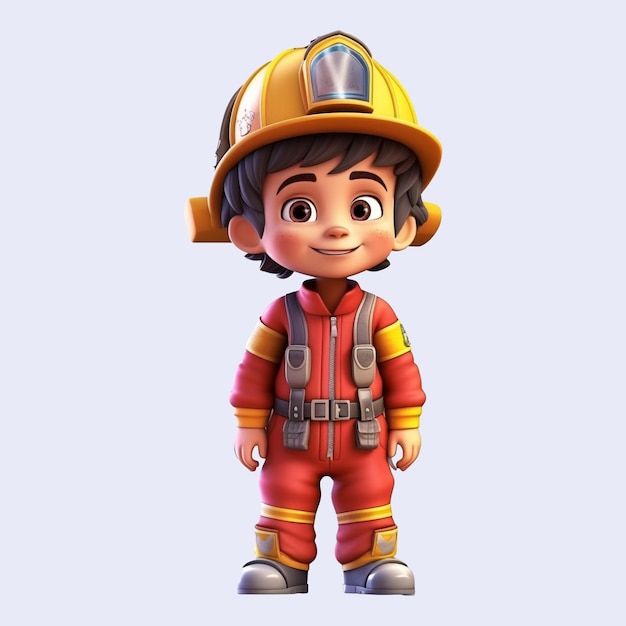 PSD cute illustration of firefighters profession