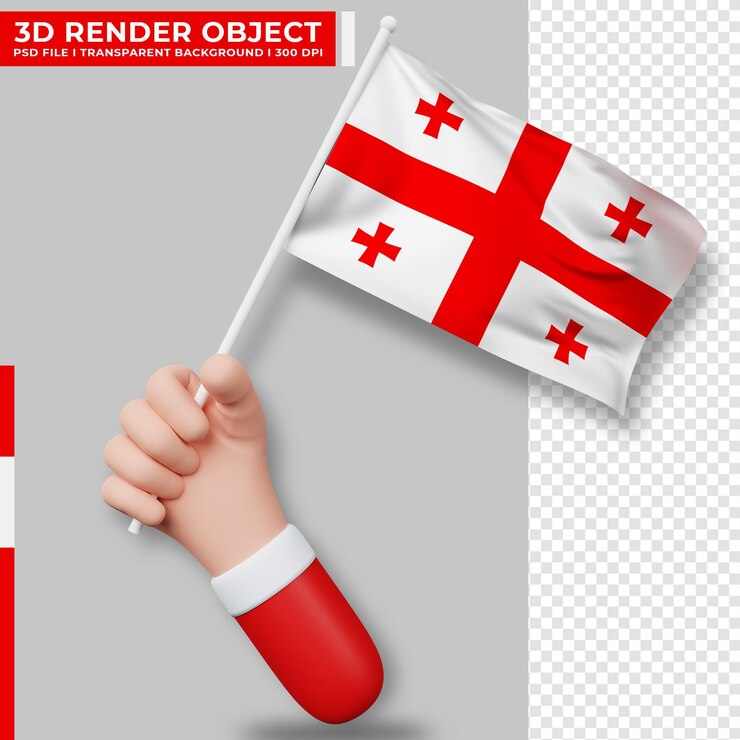 Cute illustration of hand holding georgia flag. georgia independence day. Country flag.