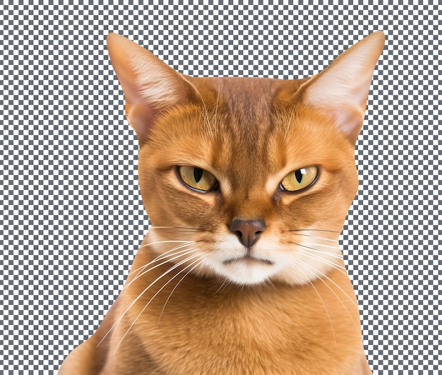 PSD cute irritated abyssinian breed cat isolated on a transparent background