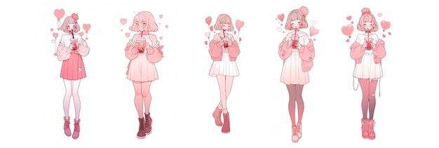 PSD cute kawaii illustrations