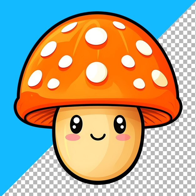 PSD cute kawaii mushroom clipart illustration for sticker design