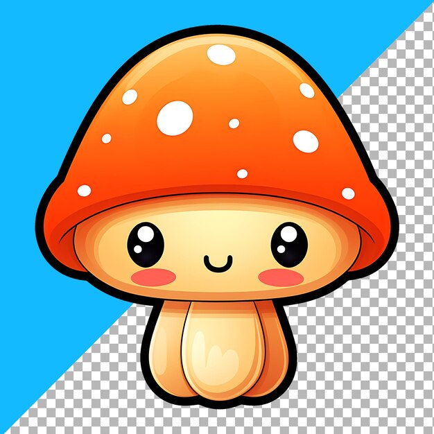 Cute kawaii mushroom clipart illustration for sticker design