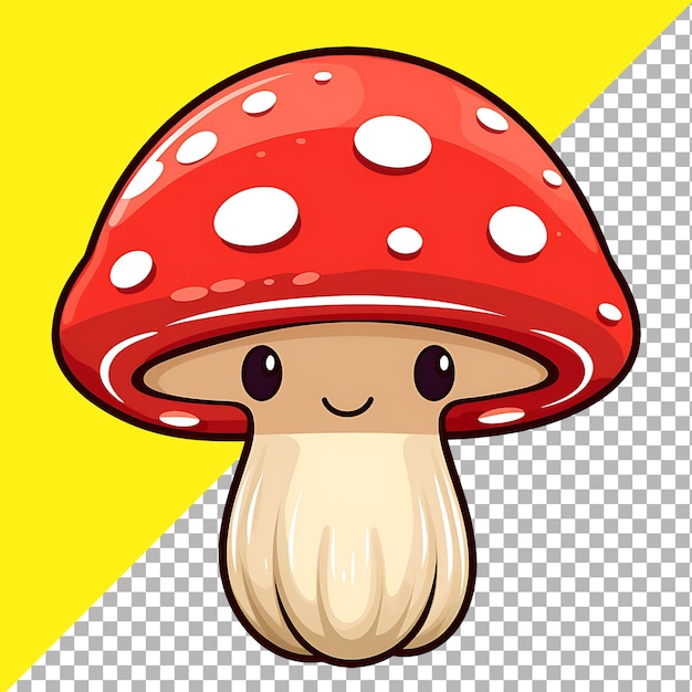 PSD cute kawaii mushroom clipart illustration for sticker design