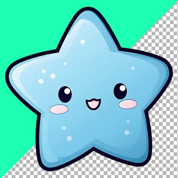 PSD cute kawaii star clipart per l'illustrazione del design degli adesivi.