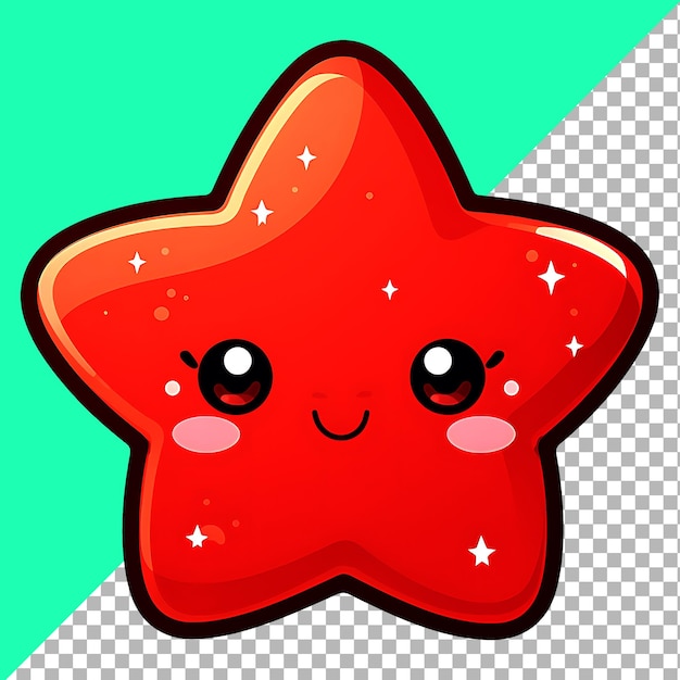 PSD cute kawaii star clipart per l'illustrazione del design degli adesivi.