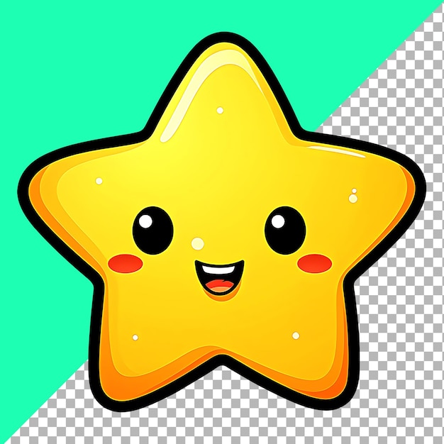 PSD cute kawaii star clipart for sticker design illustration