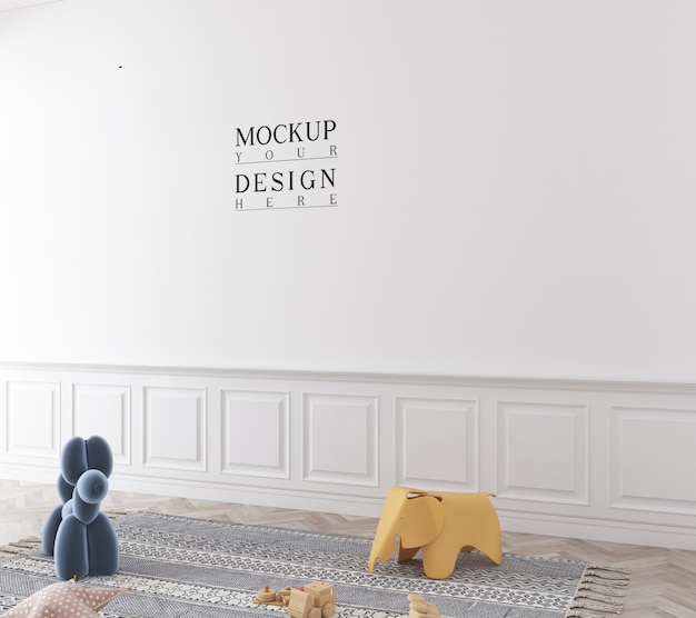 PSD cute kids bedroom with wall mockup