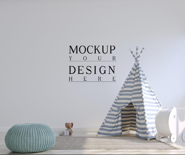 PSD cute kids bedroom with wall mockup