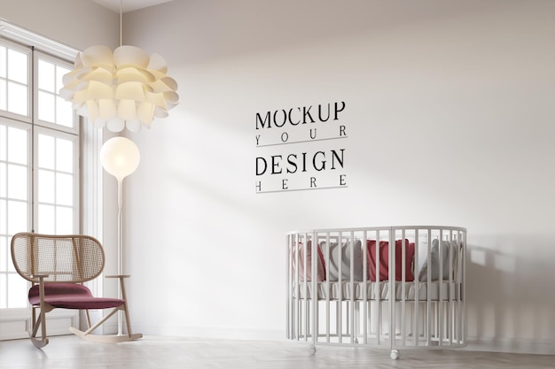 PSD cute kids bedroom with wall mockup