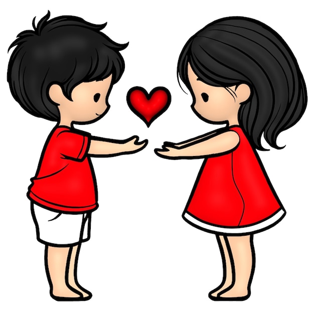 cute kids sharing a heart