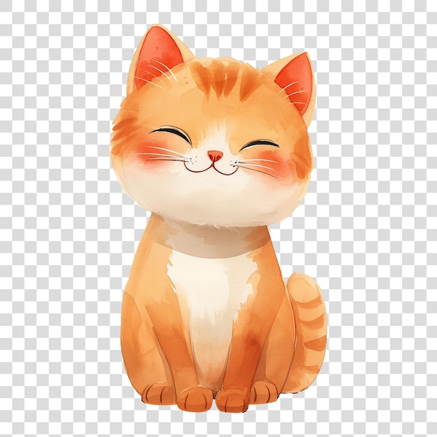PSD 투명한 배경에 고립된 귀여운 새끼 고양이 만화 스타일 png