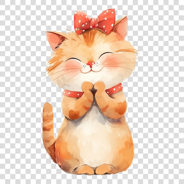 Cute kitten cartoon style isolated on transparent background PNG