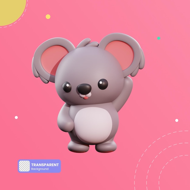 PSD cute koala 3d illustration