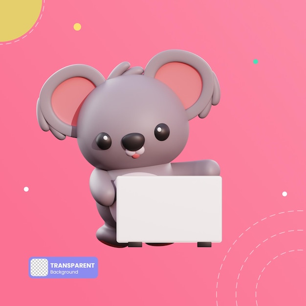 PSD cute koala 3d illustration