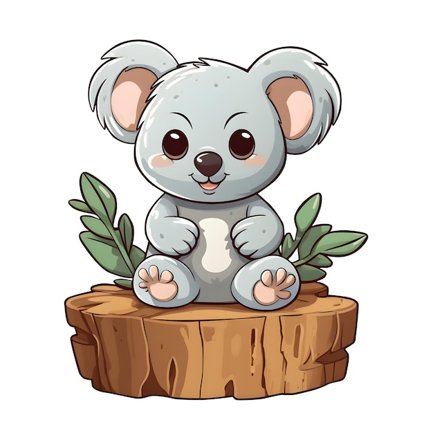 PSD cute koala kids illustration on transparent background watercolor style