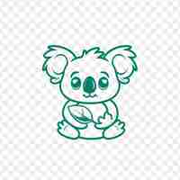 PSD a cute koala with a green label on a transparent background