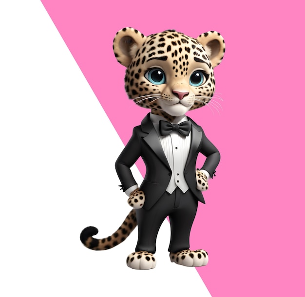 PSD cute leopard with tuxedo