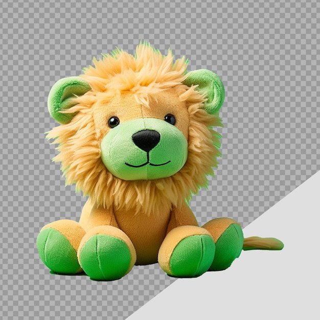 PSD carino giocattolo di peluche di leone isolato su sfondo trasparente png