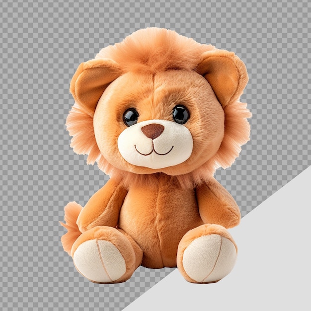 PSD cute lion stuffed toy isolated on transparent background png