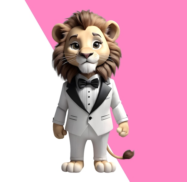 PSD cute lion with tuxedo