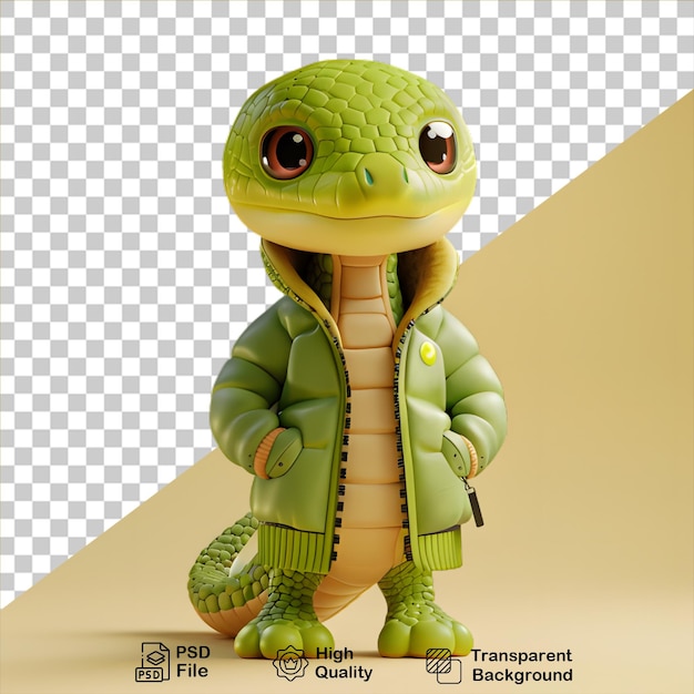 Cute little 3d snake wearing jacket on transparent background include png file
