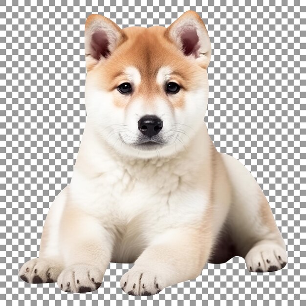 PSD cute little akita dog puppy on transparent background