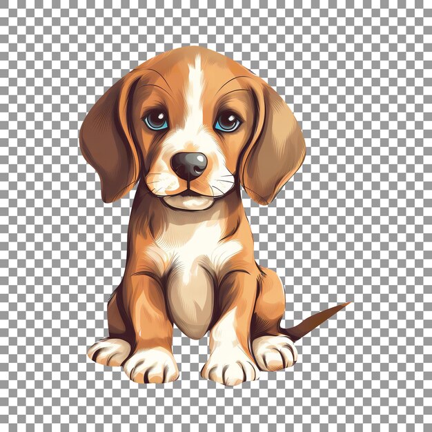 PSD cute little beagle dog puppy sticker on transparent background