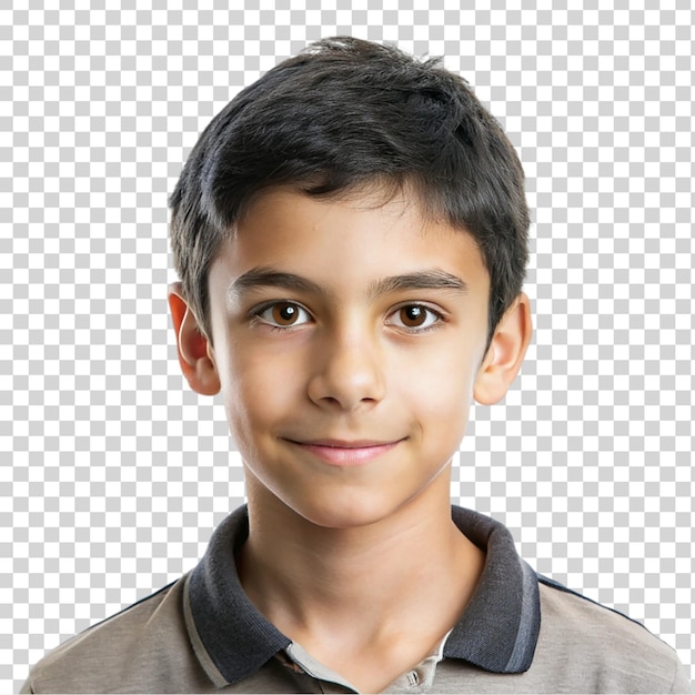 Cute little boy smiling and looking isolated on transparent background