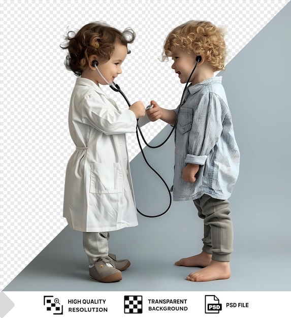 cute little child being auscultated in a clinic png psd