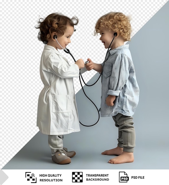 PSD cute little child being auscultated in a clinic png psd