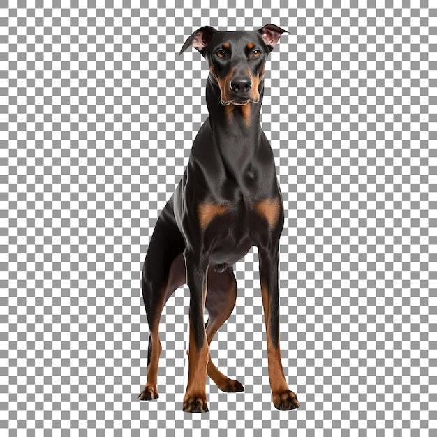 PSD cute little doberman dog breed isolated on a transparent background