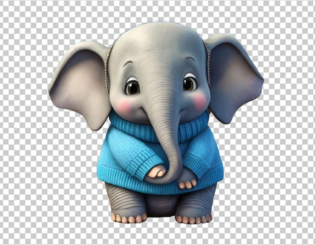 Cute little elephant in a blue sweater