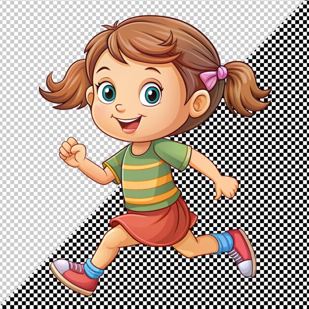 PSD cute little girl running on transparent background