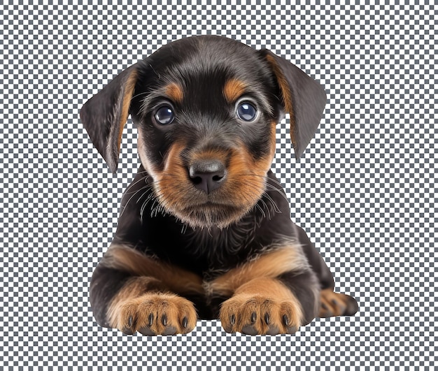 PSD cute little jagdterrier breed puppy isolated on a transparent background