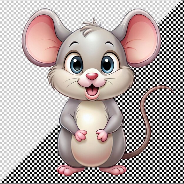 PSD cute little mouse on transparent background