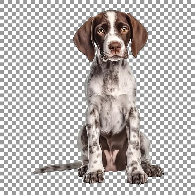 Cute little pointer breed puppy isolated on transparent background