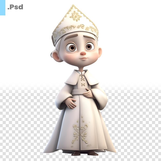 Cute little prince with a crown on his head3d rendering psd template