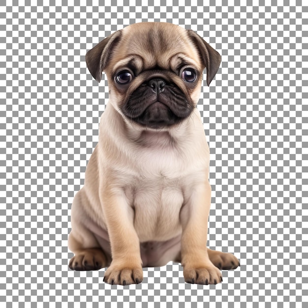 Cute little pug breed puppy isolated on transparent background