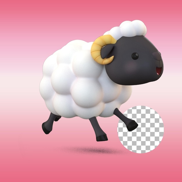 PSD Симпатичная маленькая овечка для детей, подходящая для элементного дизайна