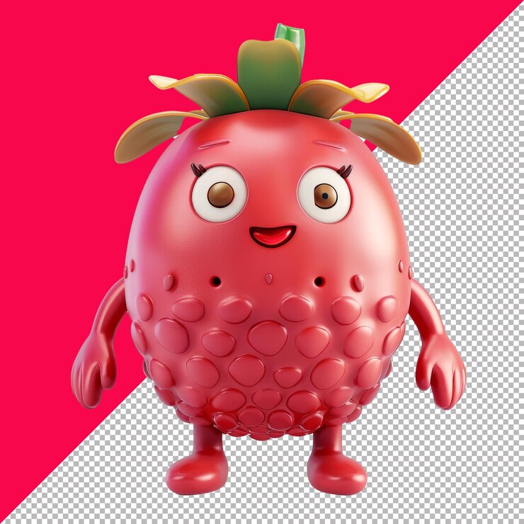 PSD cute loganberry character 3d isolated render transparent background png psd