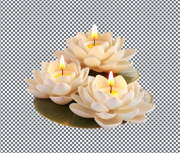 Cute Lotus Flower Candle Holders isolated on transparent background