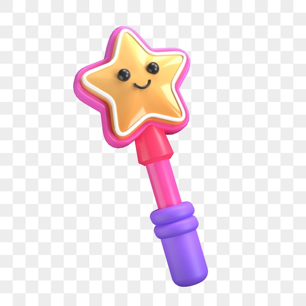 Cute magic wand character 3d render