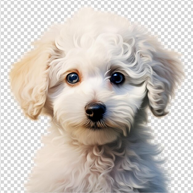 PSD cute maltese puppy with big eyes isolated on transparent background